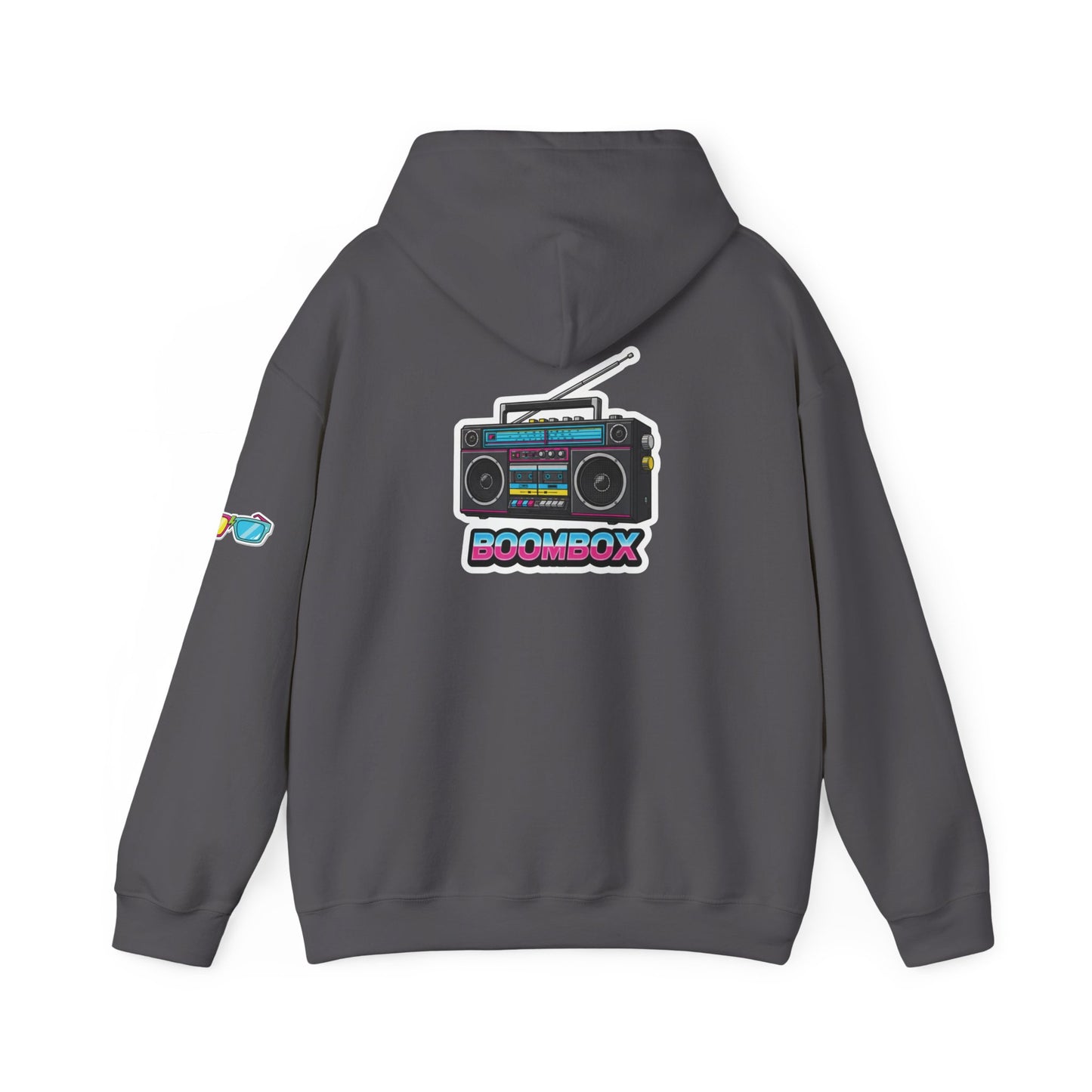Retro Boombox Hoodie - Boldly 80s, Unisex Casual Wear, Streetwear, Gift for Music Lovers, Vintage Vibe Fashion