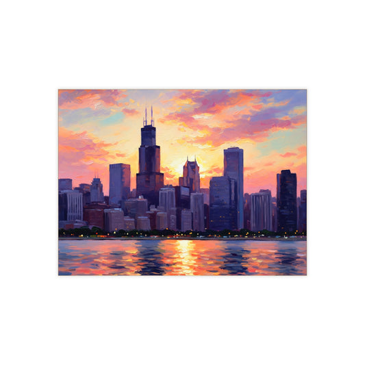 Colorful Chicago Cityscape Ceramic Photo Tile, Home Decor, Wall Art, Gift for Her, Housewarming, Personalized Keepsake, Chicago Wall Art