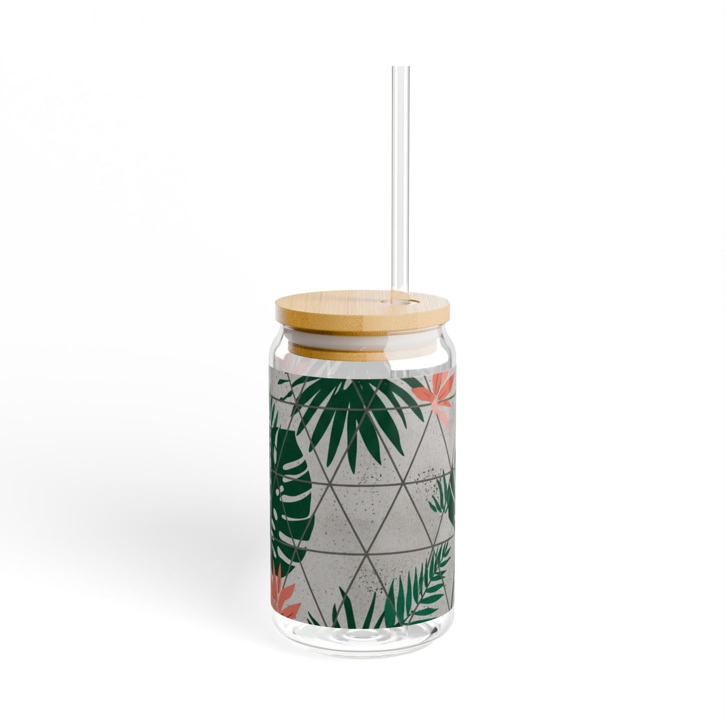 Tropical Sipper Glass, 16oz Tropical Drinkware, Eco-Friendly Beverage Glass, Summer Parties, Home Decor, Gift for Her