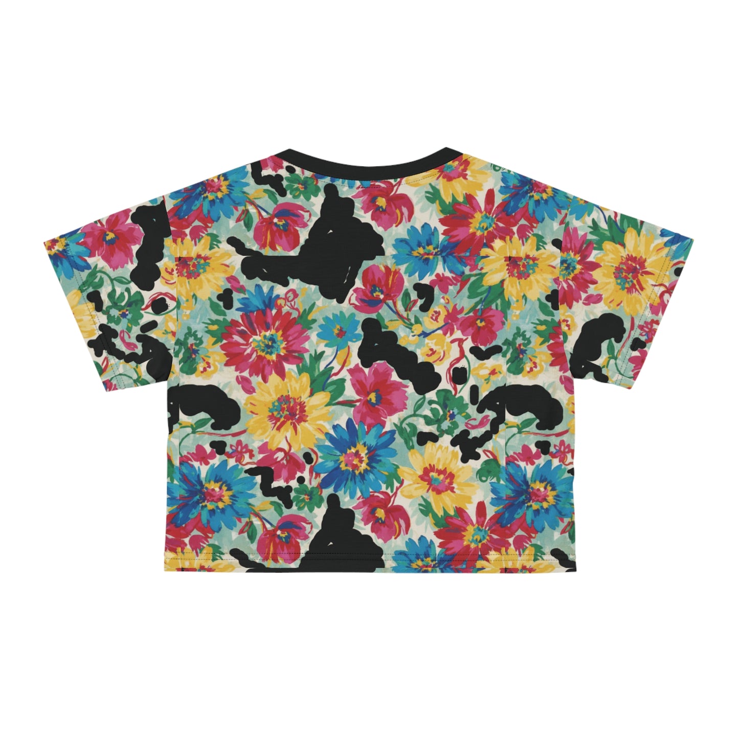 Floral Cat Crop Tee | Vibrant Summer Shirt for Animal Lovers, Casual Wear, Gift for Cat Moms, Trendy Top, Festival Style