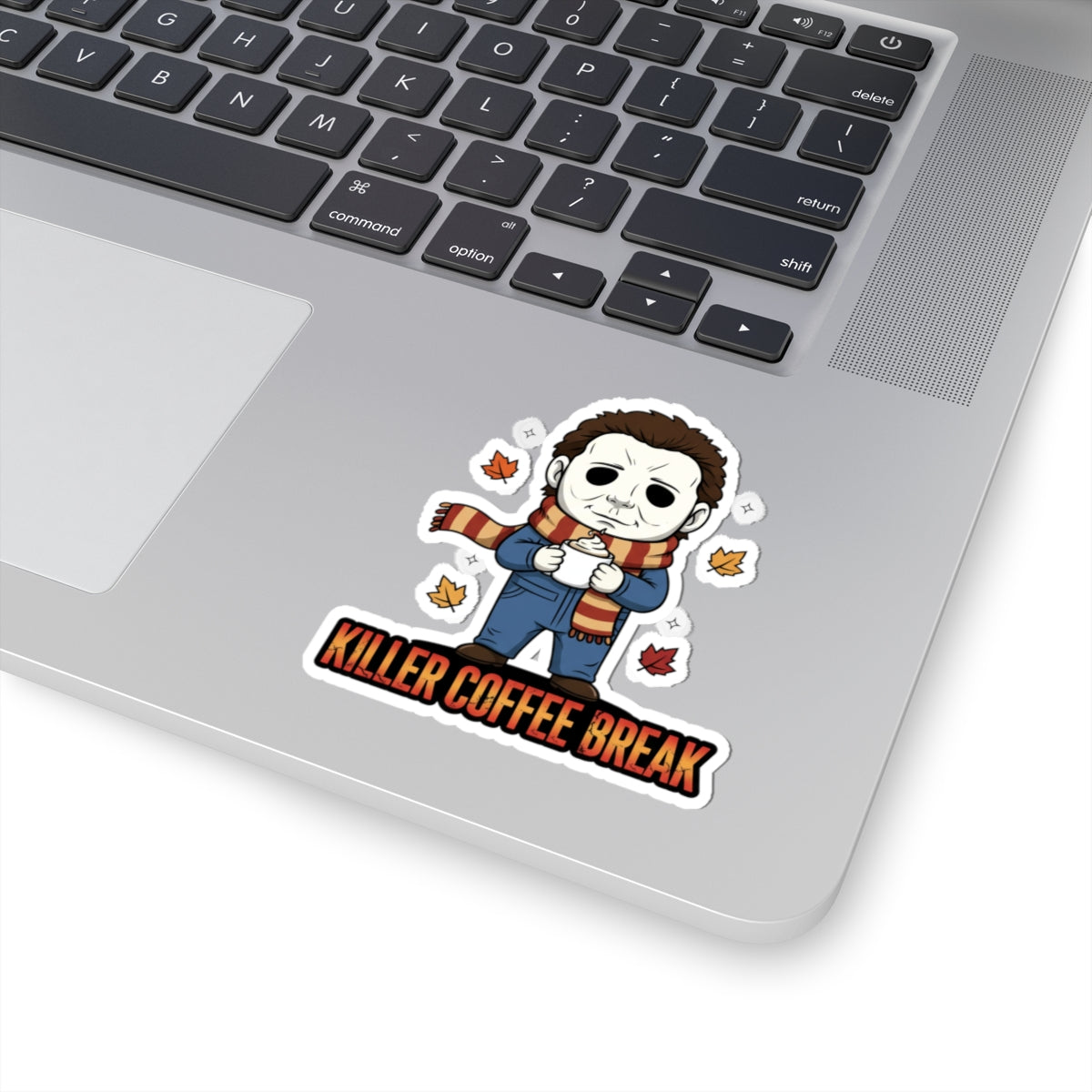 Killer Coffee Break Kiss-Cut Stickers, Horror Stickers, Halloween Decor, Unique Gift, Laptop Stickers, Coffee Lovers