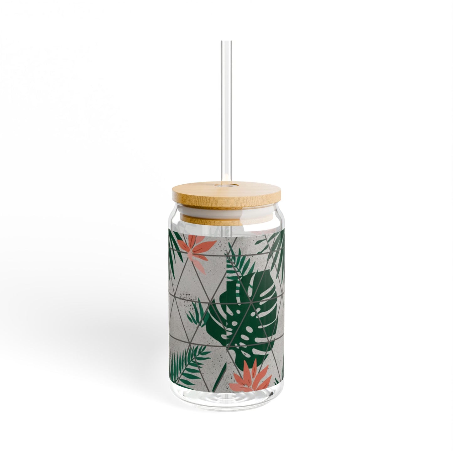 Tropical Sipper Glass, 16oz Tropical Drinkware, Eco-Friendly Beverage Glass, Summer Parties, Home Decor, Gift for Her