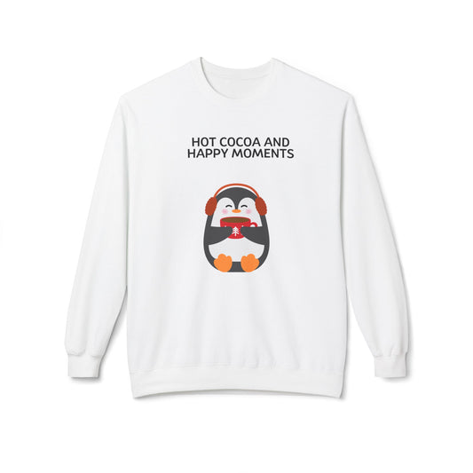 Penguin Hot Cocoa Sweatshirt | Cozy Winter Crewneck, Gift for Cocoa Lovers, Holiday Apparel, Cute Penguin Design, Winter Wear