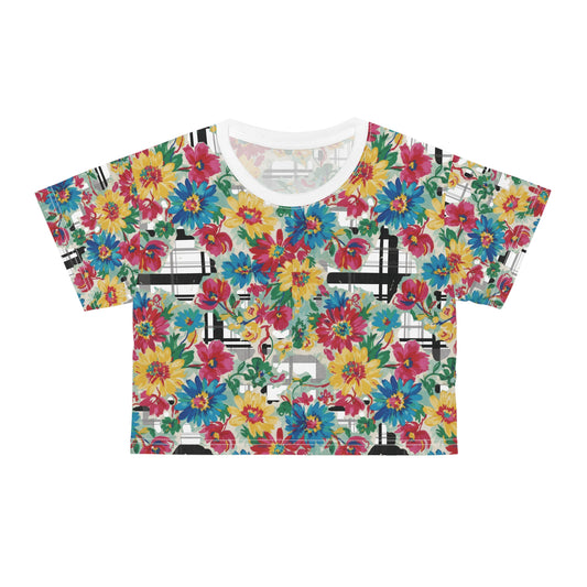 Floral Print Crop Tee - Vibrant Summer Top for Casual Outings, Festivals, Beach Days, Gifts, and Everyday Wear
