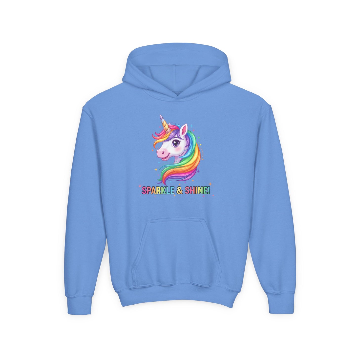 Rainbow Unicorn Youth Hoodie - Sparkle & Shine, Kids Sweatshirt, Birthday Gift, Fun Apparel, Magical Clothing, Youth Fashion