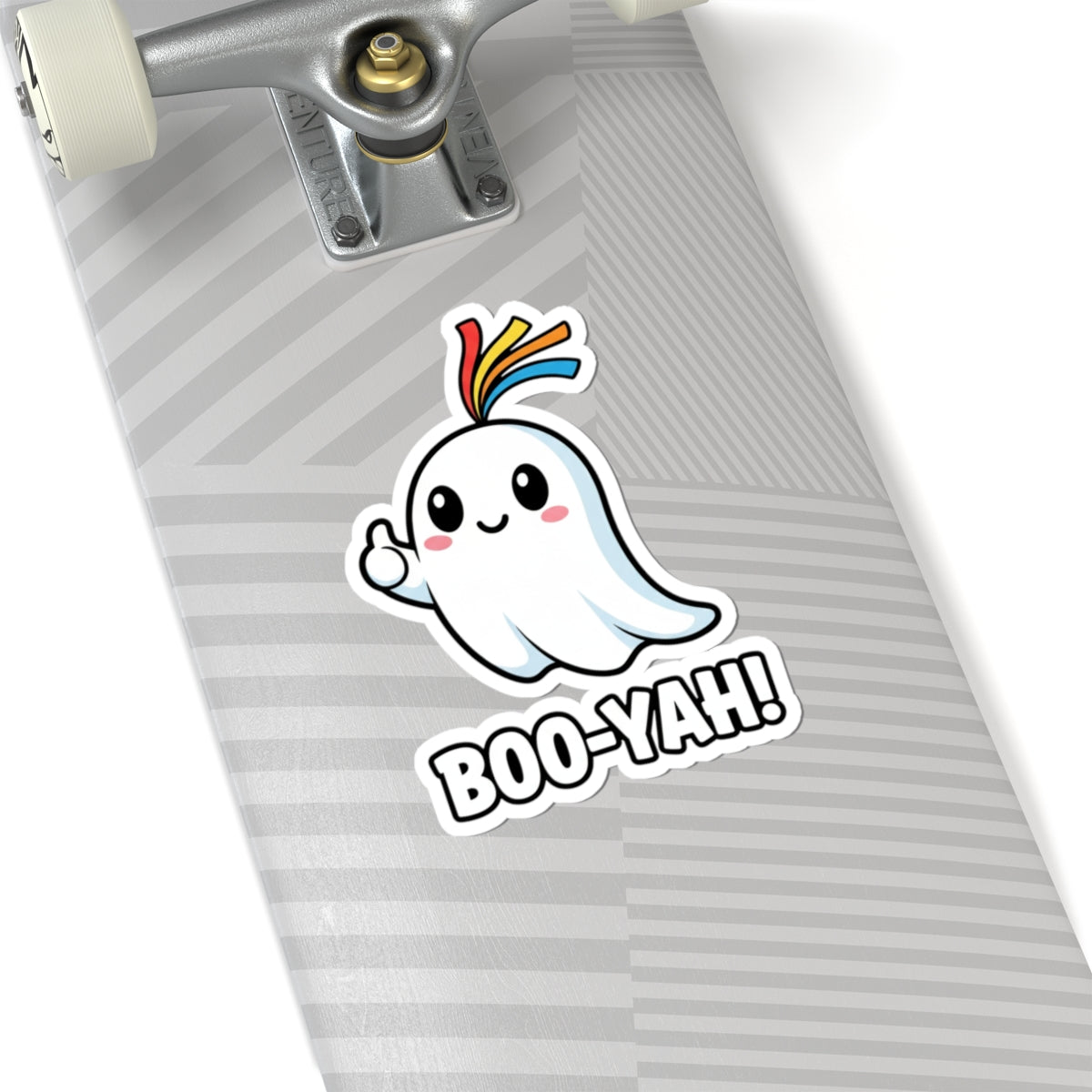 Cute Boo-Yah Ghost Kiss-Cut Stickers | Fun Laptop Decor, Halloween Party Favors, Kid's Room Decor, Whimsical Gifts, Playful Artwork