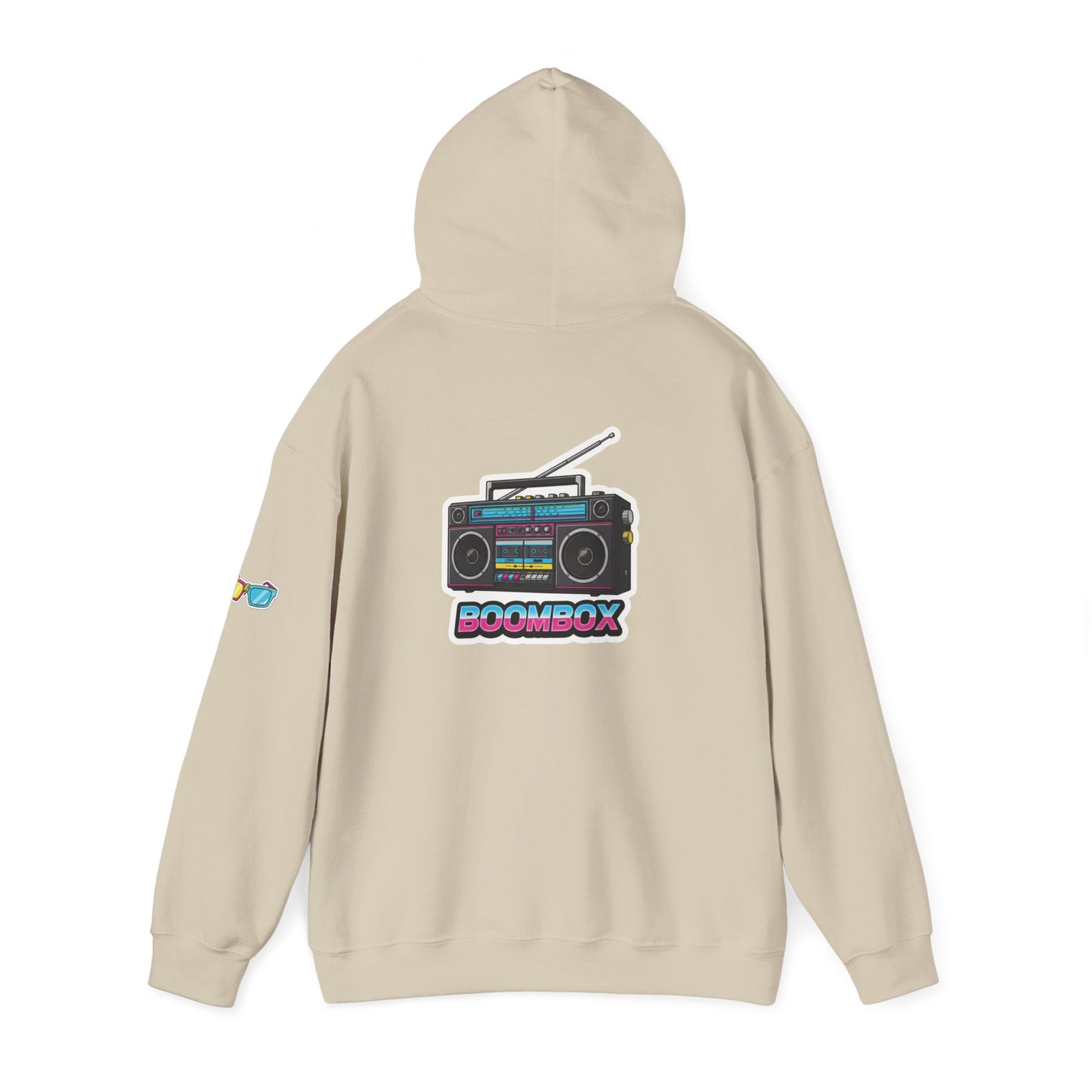 Retro Boombox Hoodie - Boldly 80s, Unisex Casual Wear, Streetwear, Gift for Music Lovers, Vintage Vibe Fashion