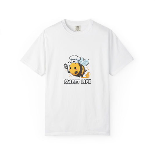 Bee-themed Unisex Garment-Dyed T-shirt, Sweet Life Shirt, Cute Bee Tee, Fun Gift for Beekeepers, Summer Casual Wear