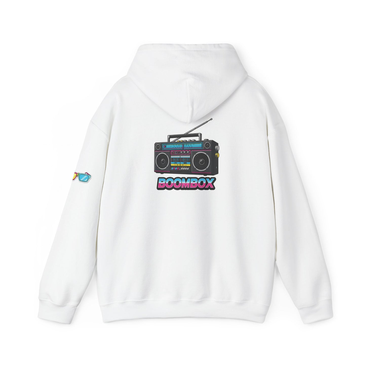 Retro Boombox Hoodie - Boldly 80s, Unisex Casual Wear, Streetwear, Gift for Music Lovers, Vintage Vibe Fashion