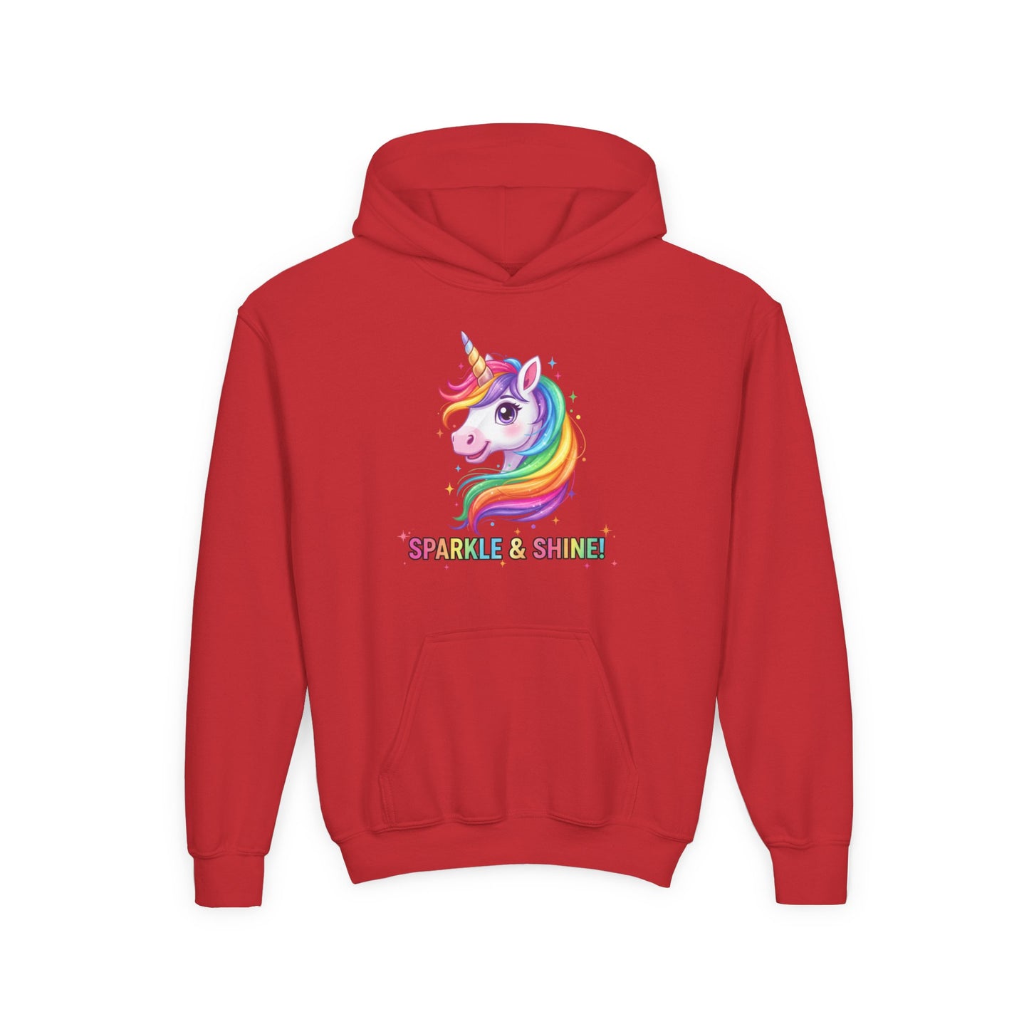 Rainbow Unicorn Youth Hoodie - Sparkle & Shine, Kids Sweatshirt, Birthday Gift, Fun Apparel, Magical Clothing, Youth Fashion