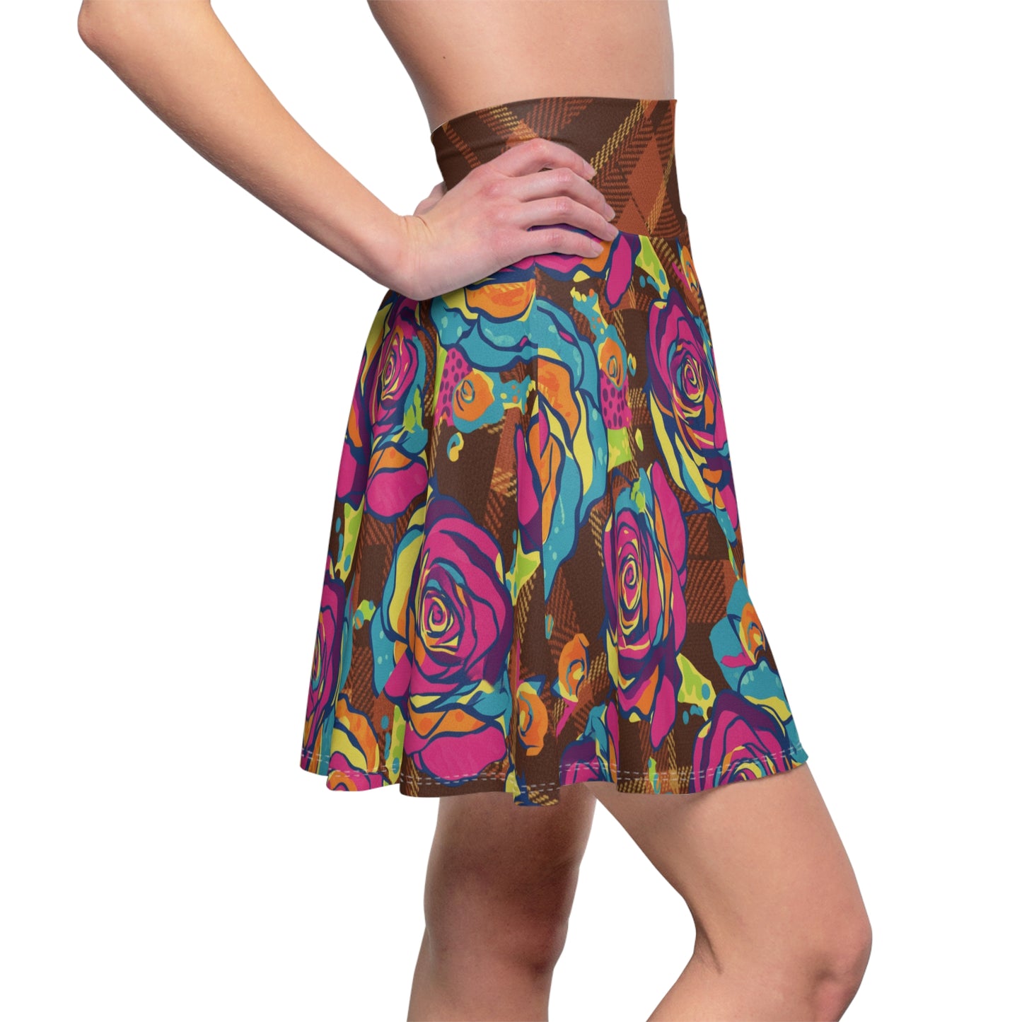 Colorful Floral Women's Skater Skirt, Casual Summer Skirt, Vibrant Print Skirt, Trendy Outfit for Parties, Gift for Her