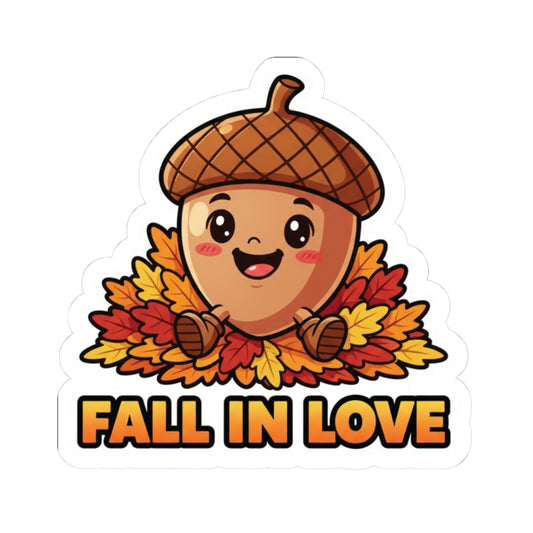 Autumn Acorn Kiss-Cut Stickers, Cute Fall Decor, Seasonal Stickers, Laptop Accessories, Gift for Fall Lovers