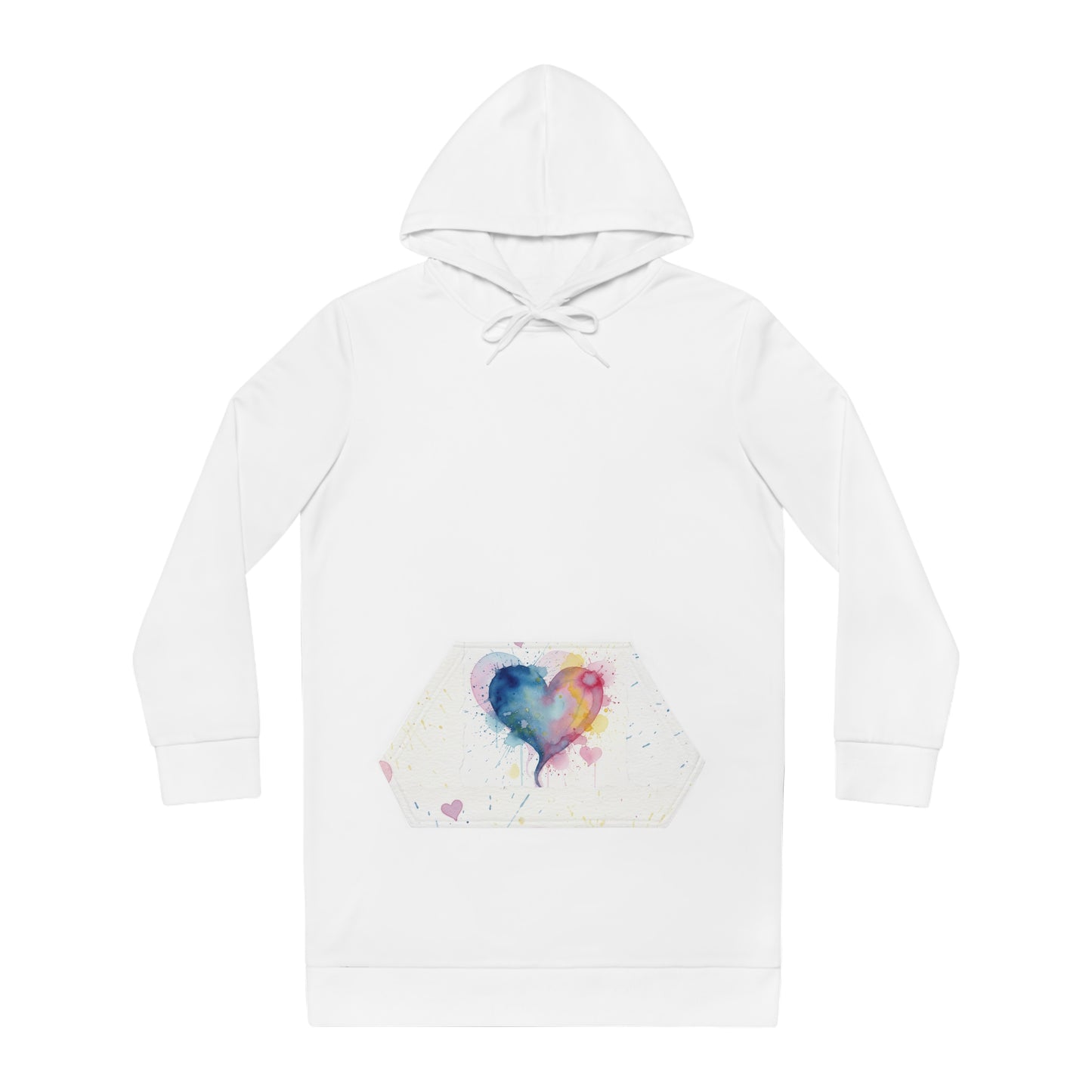 Colorful Heart Women's Hoodie Dress, Casual Wear, Gift for Her, Cozy Loungewear, Valentine's Day Gift, Stylish and Comfy
