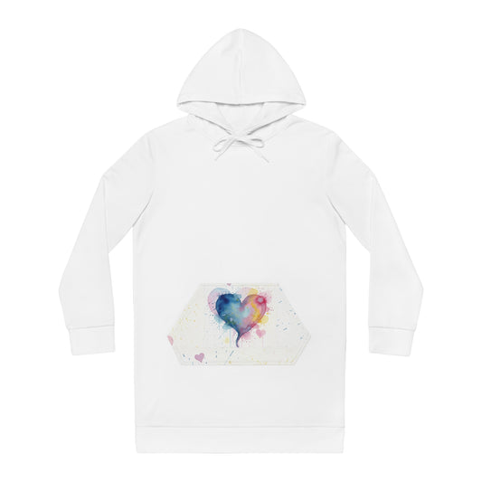 Colorful Heart Women's Hoodie Dress, Casual Wear, Gift for Her, Cozy Loungewear, Valentine's Day Gift, Stylish and Comfy