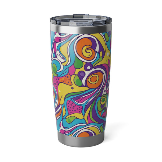 Vibrant Abstract Art Tumbler, Colorful Travel Mug, Unique Coffee Cup, Gift for Travelers, Bohemian Style Drinkware