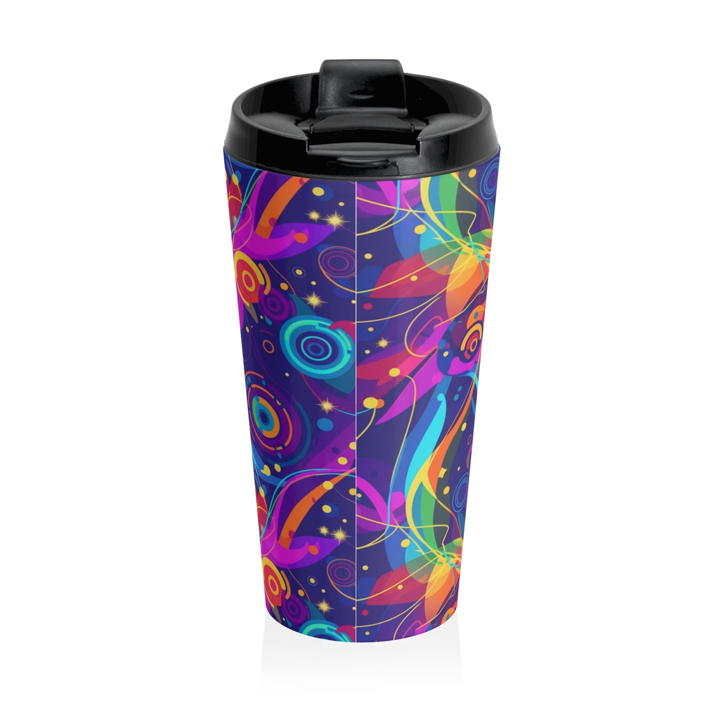 Vibrant Floral Stainless Steel Travel Mug, Colorful Coffee Cup, Travel Gift, Birthday Present, Office Mug, Eco-Friendly Drinkware