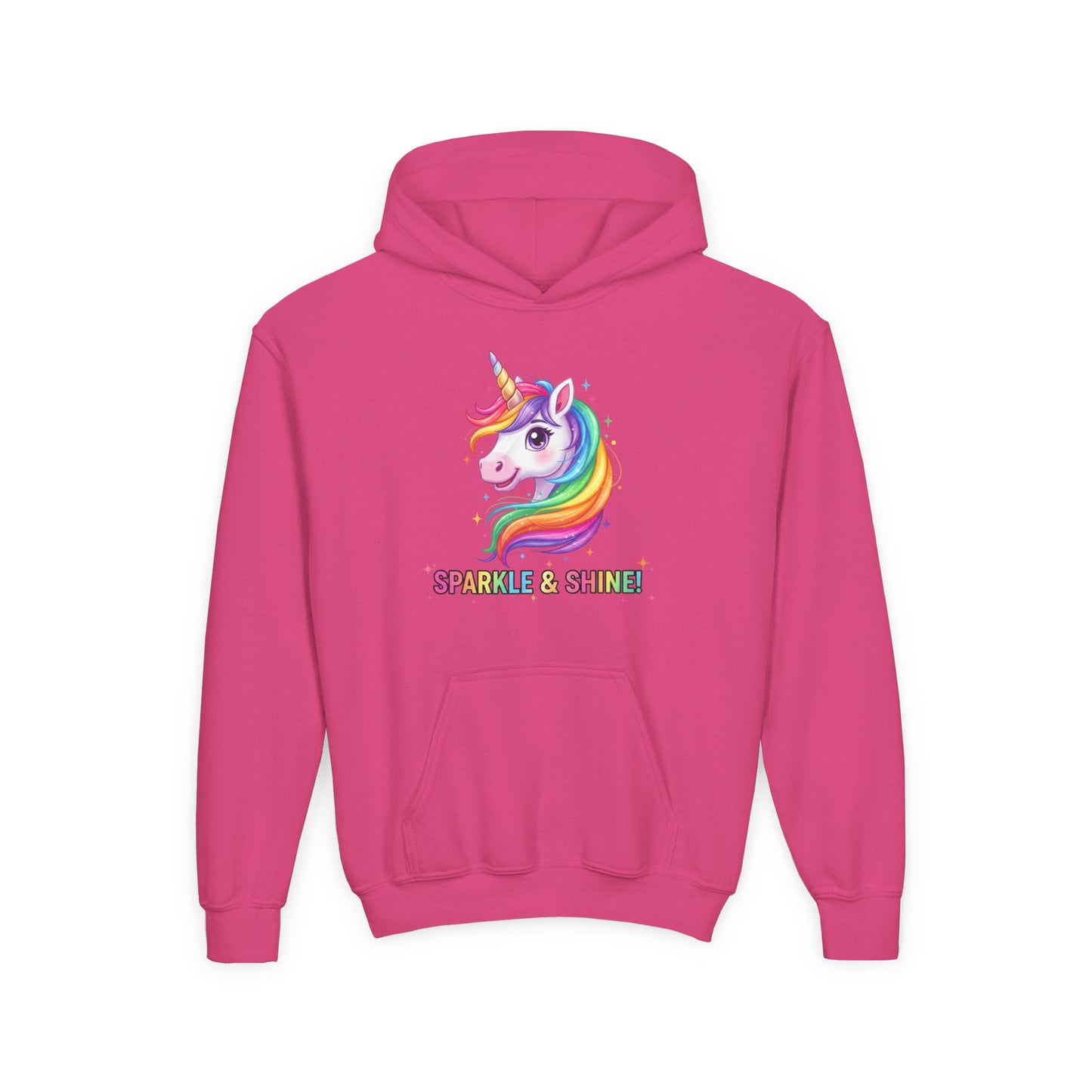 Rainbow Unicorn Youth Hoodie - Sparkle & Shine, Kids Sweatshirt, Birthday Gift, Fun Apparel, Magical Clothing, Youth Fashion