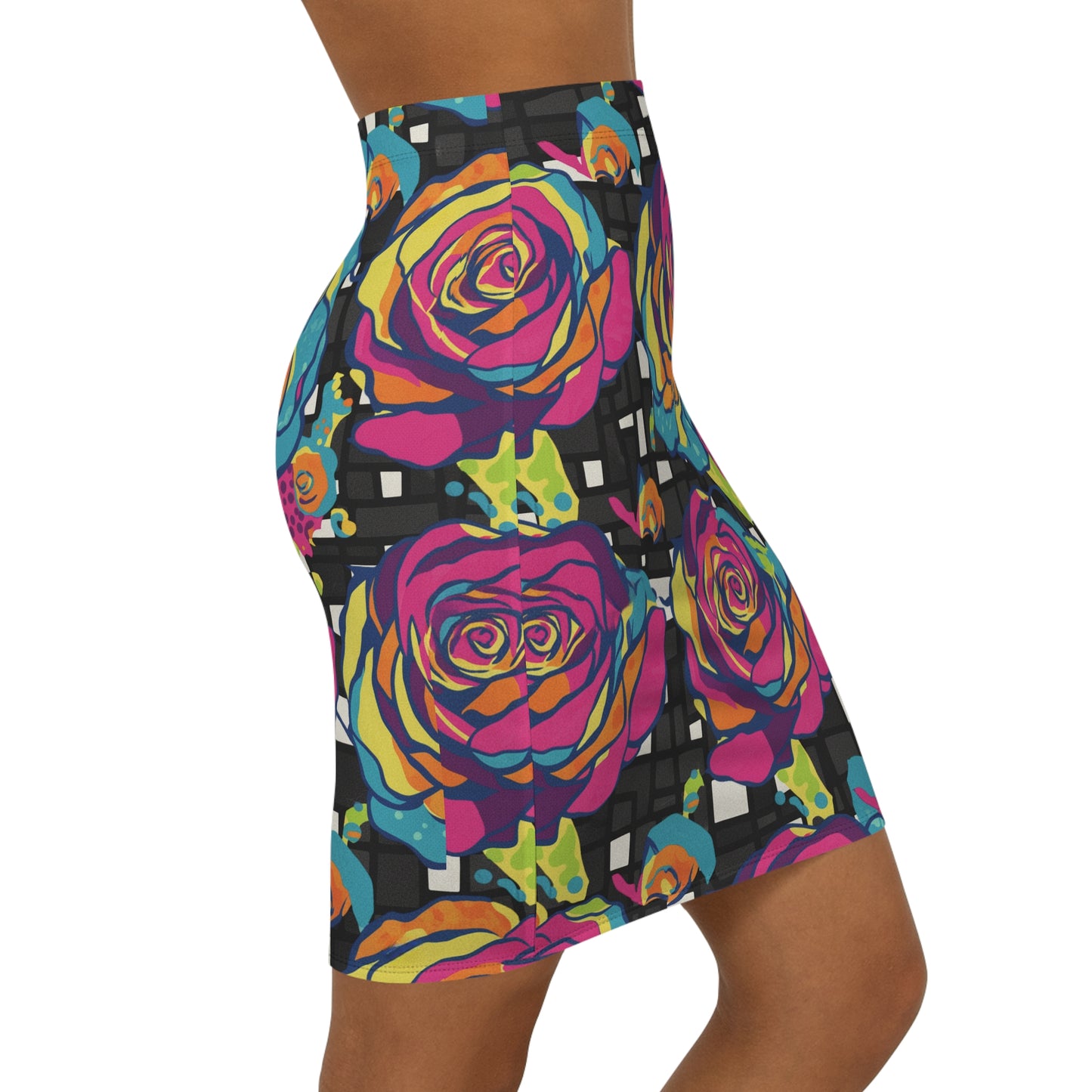 Vibrant Floral Pencil Skirt, Women's Skirt, Colorful Workwear, Summer Fashion, Office Outfit, Unique Gift Idea