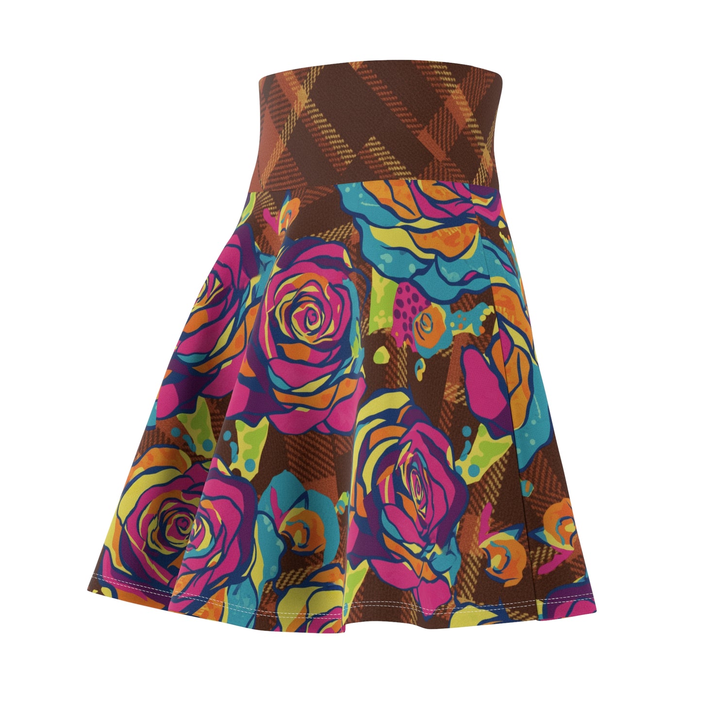 Colorful Floral Women's Skater Skirt, Casual Summer Skirt, Vibrant Print Skirt, Trendy Outfit for Parties, Gift for Her