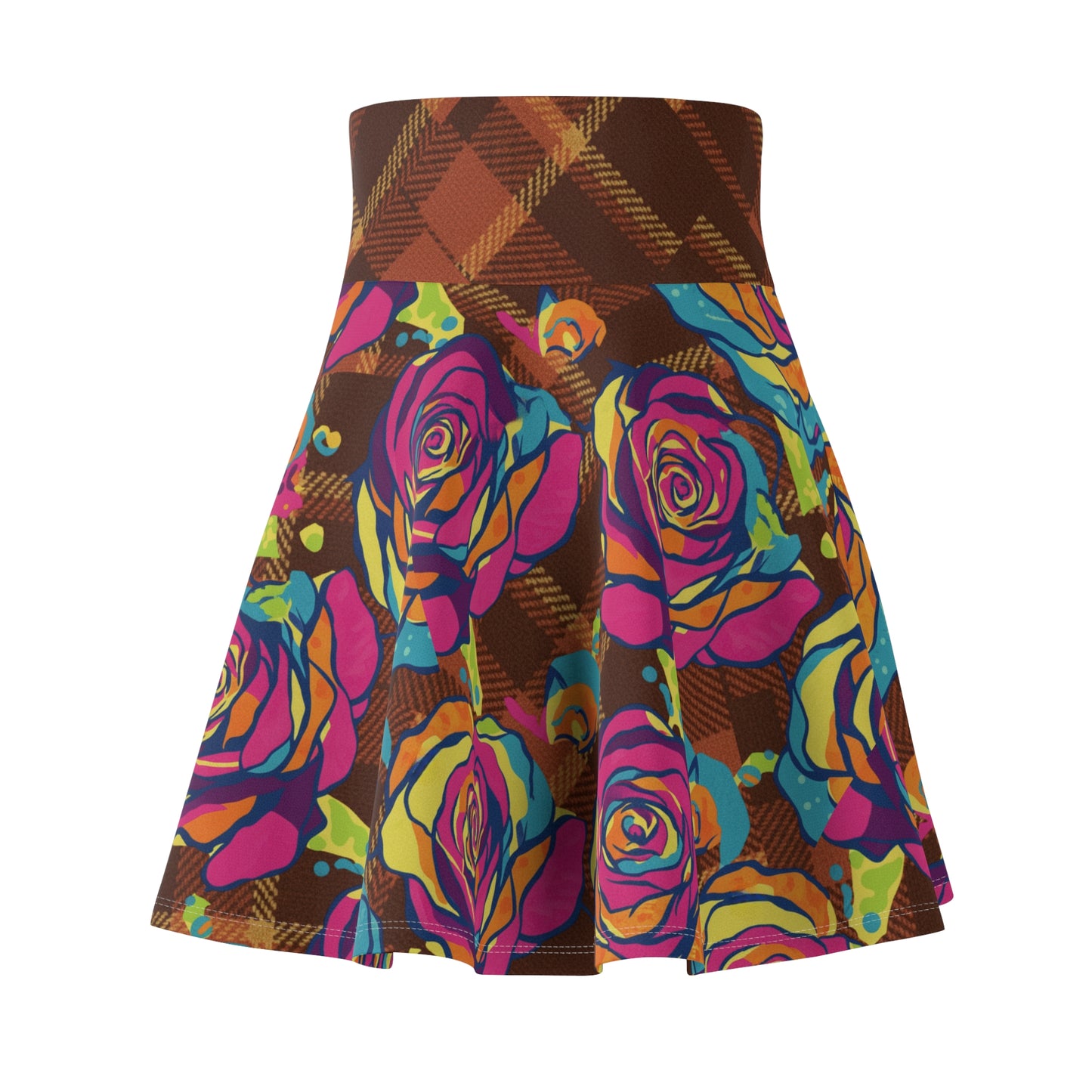 Colorful Floral Women's Skater Skirt, Casual Summer Skirt, Vibrant Print Skirt, Trendy Outfit for Parties, Gift for Her