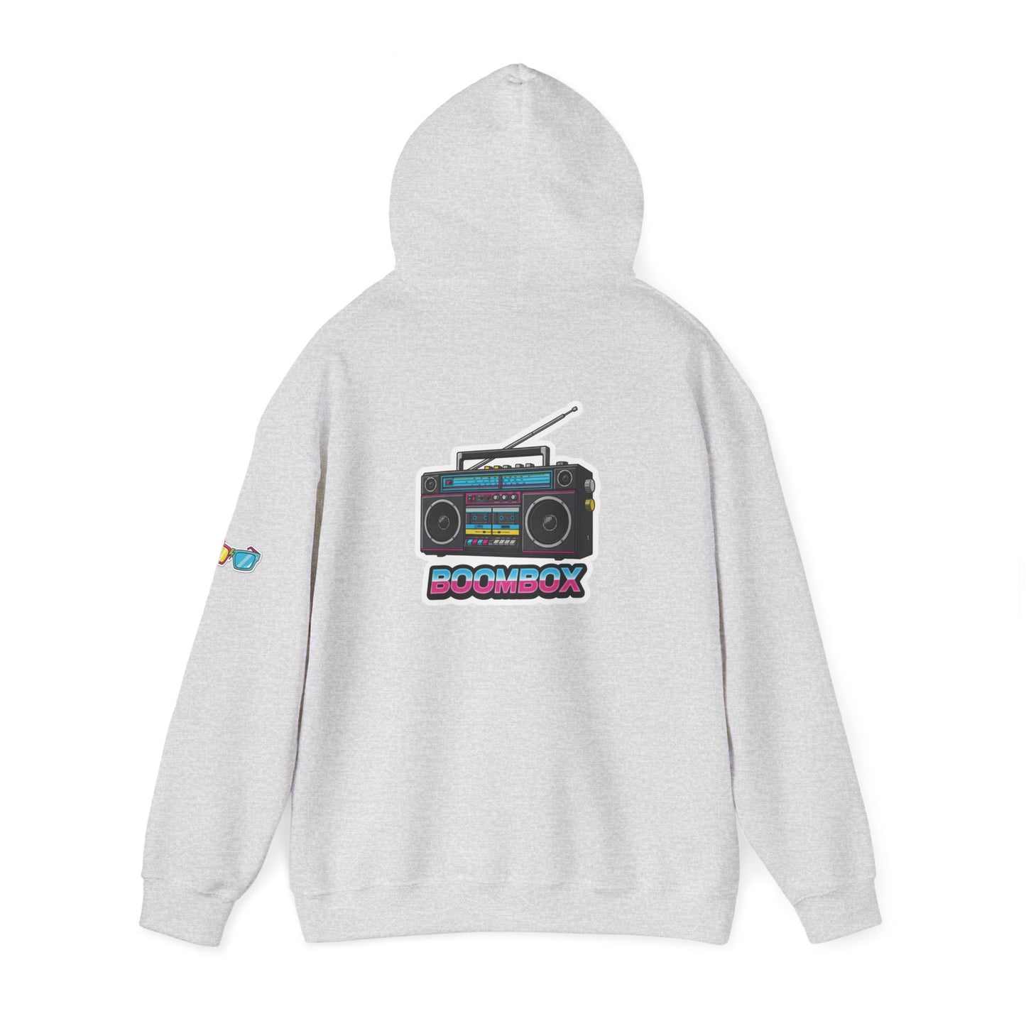 Retro Boombox Hoodie - Boldly 80s, Unisex Casual Wear, Streetwear, Gift for Music Lovers, Vintage Vibe Fashion
