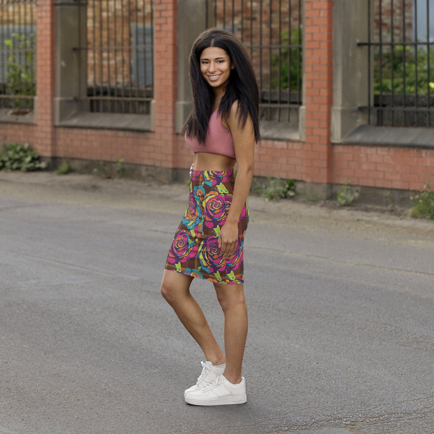 Vibrant Floral Pencil Skirt, Women's Fashion, Summer Outfit, Spring Style, Boho Chic, Artsy Clothing